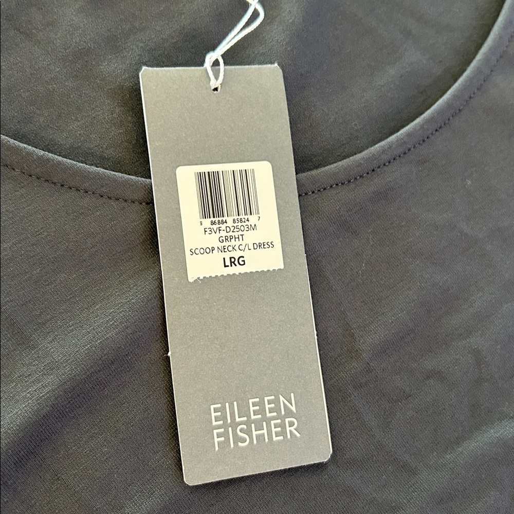 Eileen Fisher asymmetrical mesh hemline dress - Picture 5 of 11